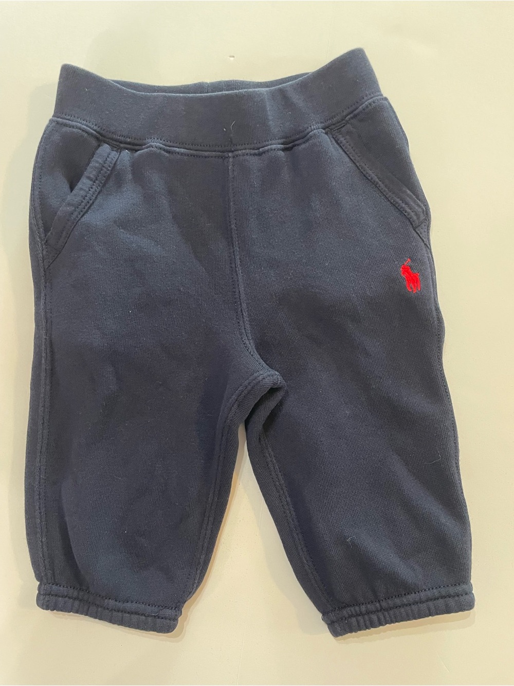 Polo Ralph Lauren Kids Fleece Sweatpants Navy Blue Red Pony Size 6 Mo